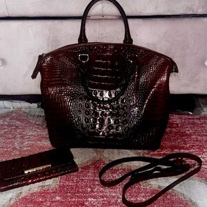Women’s Brahmin large duxbury satchel/purse & wallet- pecan Melbourne